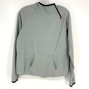 Zella Girls Gray With Black Trim Pullover Hoodie Long Sleeve Thumb Holes 14/16